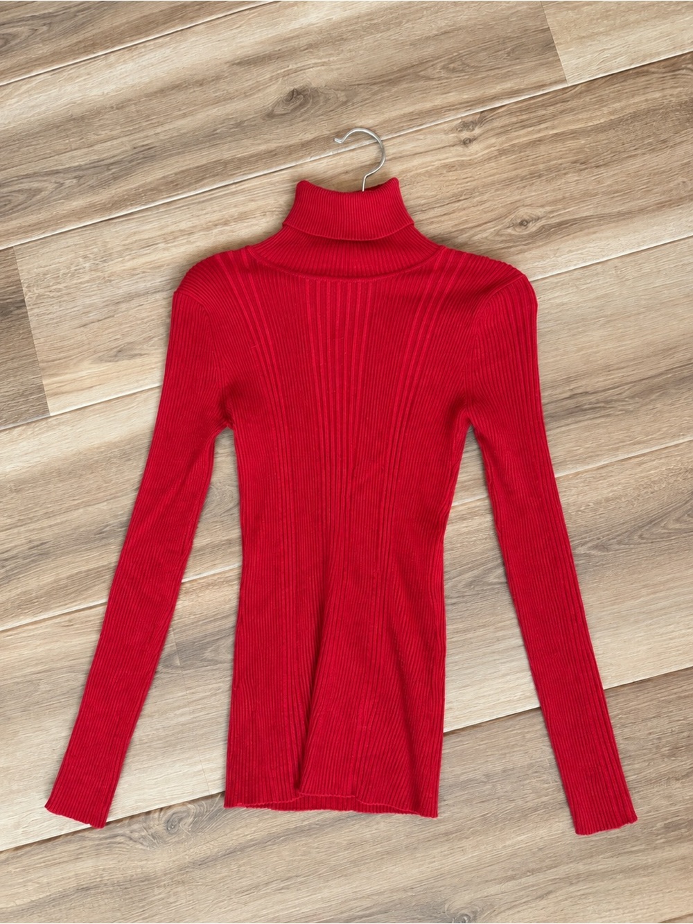 It's Our Time Red Ribbed Turtleneck Long Sleeve Top